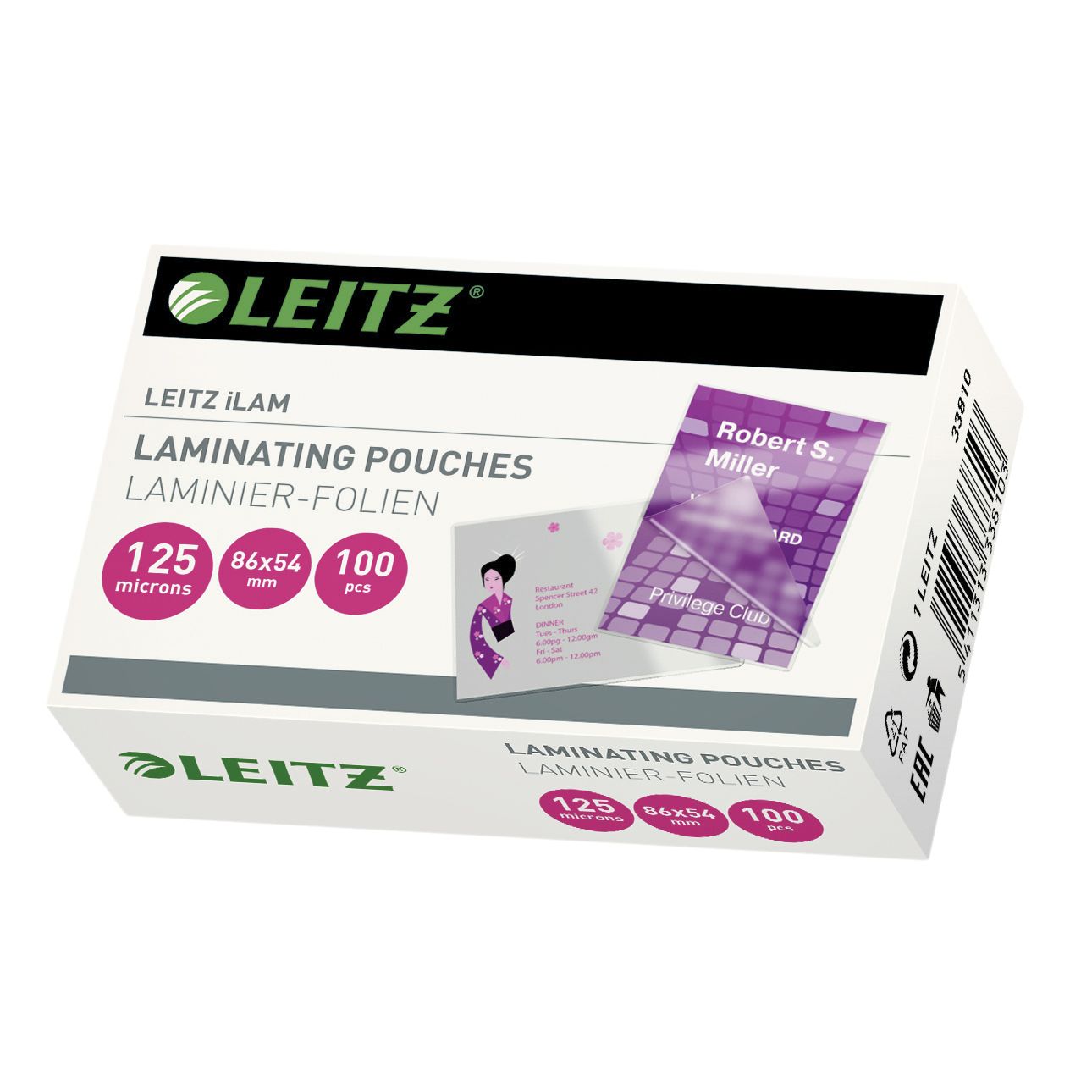 Leitz - Laminierhülse iLAM 54x86mm 2x125micron EVA 100 Stück