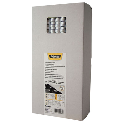Fellowes - Binderücken 12mm 21 Ringe A4 weiß