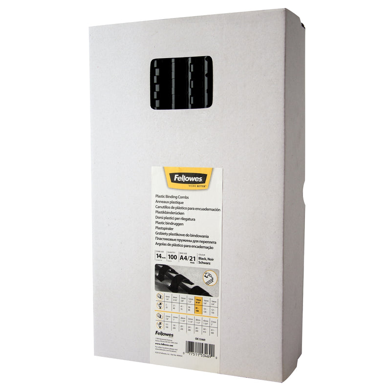 Fellowes - Binderücken 14mm 21 Ringe A4 schwarz