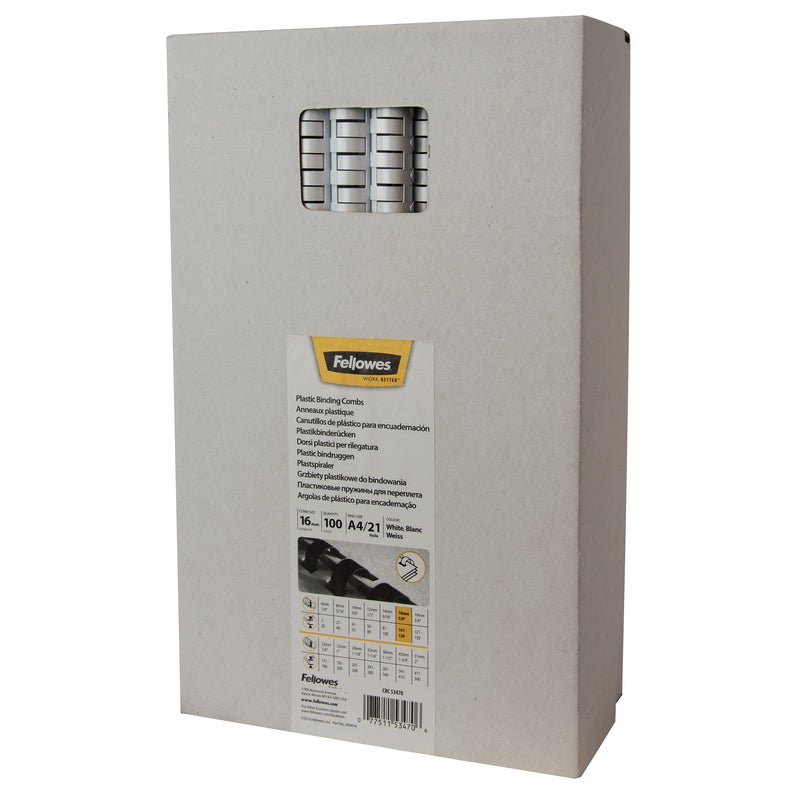 Fellowes - Binderücken 16mm 21 Ringe A4 weiß