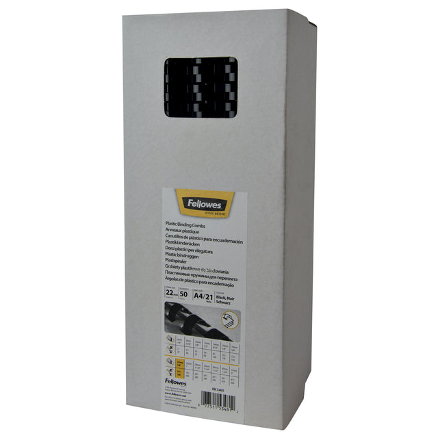 Fellowes - Binderücken 22mm 21 Ringe A4 schwarz