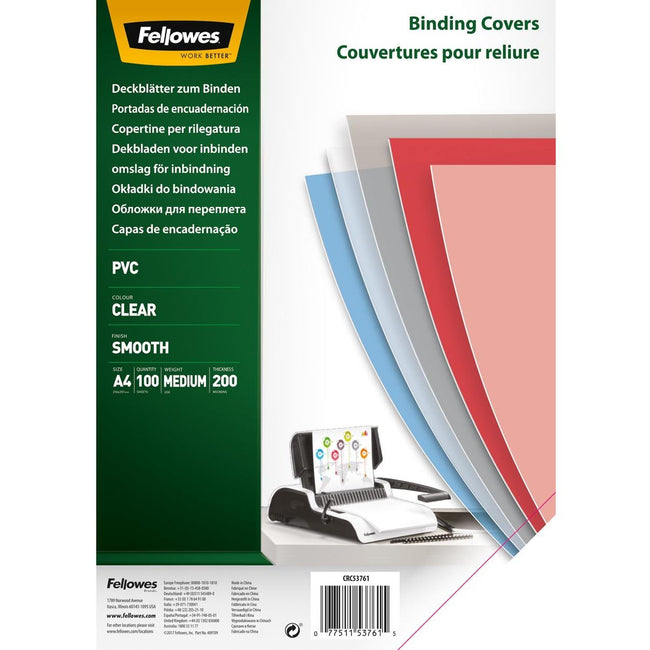 Fellowes - Deckblatt A4 PVC 200 Mikron transparent