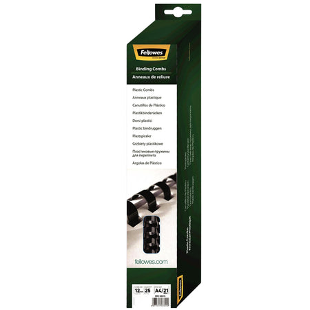 Fellowes - Binderücken 12mm 21 Ringe A4 schwarz