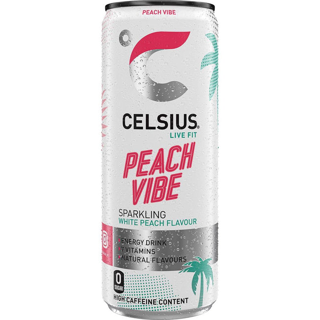 Celsius -   Peach Vibe, blik van 25 cl, pak van 12 stuks