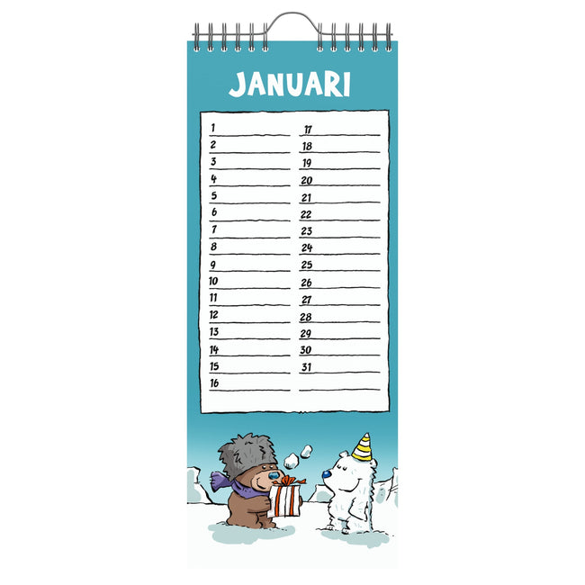 Ritstier -  Verjaardagskalender lannoo  130x325 blauw