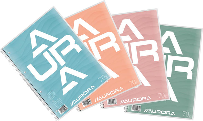 Aurora -  collegeblok A4, 70 g/m², geruit 5 mm, 80 vel