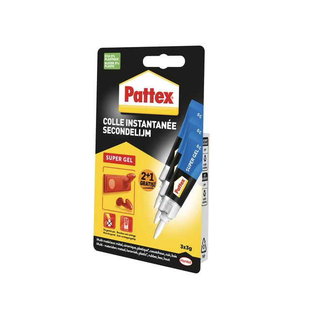 Pattex -  Secondelijm  super gel 3gr blister 2+1 | 12 stuks