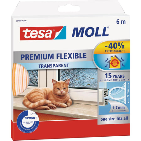 Tesa - Dichtungsstreifen moll® Flexibles Silikon 6mx9mm transparent