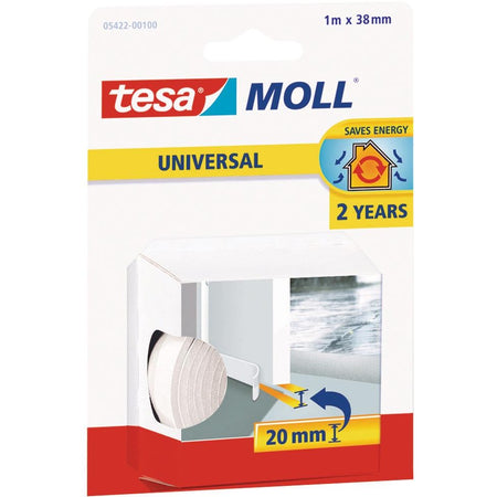 Tesa - Zugluftstreifen moll® Universal Selbstklebend für Tür 1mx38mm weiß
