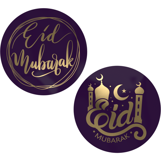 Klika - Etikett | Geschenketikett | Papier | Eid Mubarak | ∅45mm | sortiert | Rolle mit 500 Stück