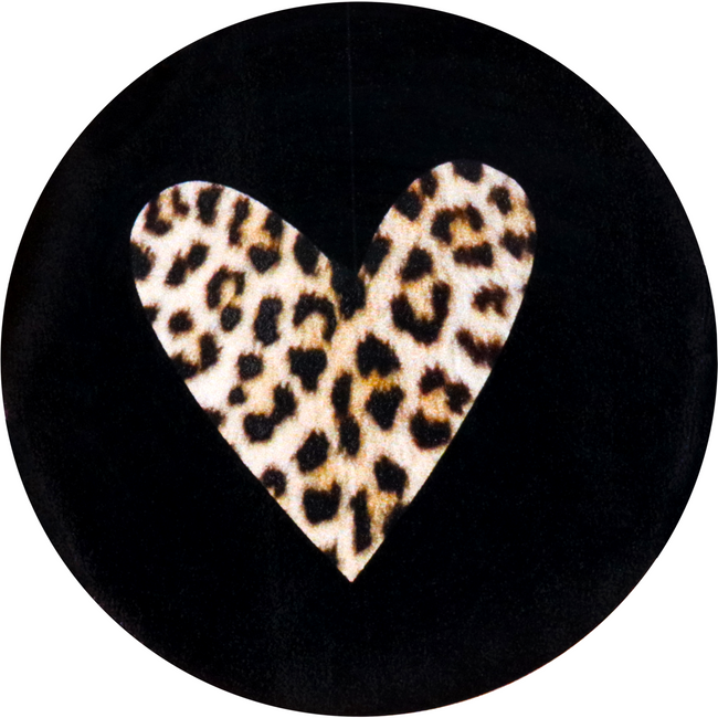 Klika - Etikett | Geschenketikett | Papier | Tiger-Druck-Herz | ∅35mm | Rolle mit 500 Stück