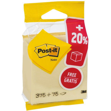 Haftnotizen – Notizwürfel ft 76 x 76 mm, gelb, Block mit 450 Blatt, auf Blister