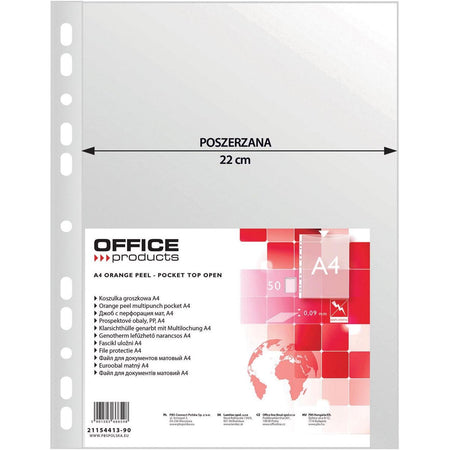 OFFICE products -   geperforeerde showtas, A4, 90 micron, gekorreld, pak van 50 stuks