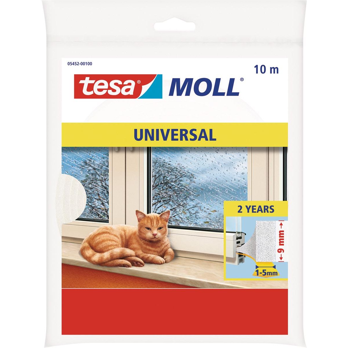 Tesa - Moll Universal Zugluftstopper, 10 m x 9 mm, weiß