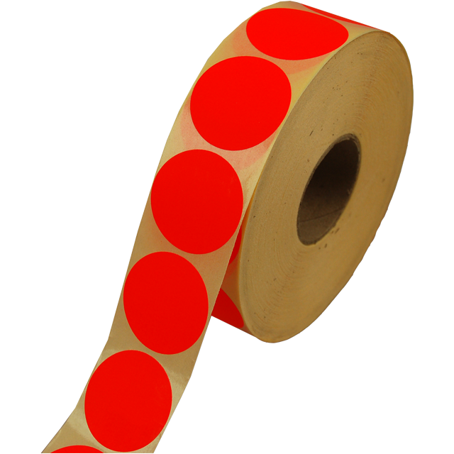 Klika - Etikett | Werbeetikett | Papier | dauerhaft | ∅35mm | fluoreszierend/rot | Rolle mit 2000 Stück