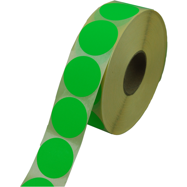 Klika - Etikett | Werbeetikett | Papier | dauerhaft | ∅35mm | fluor/grün | Rolle mit 2000 Stück