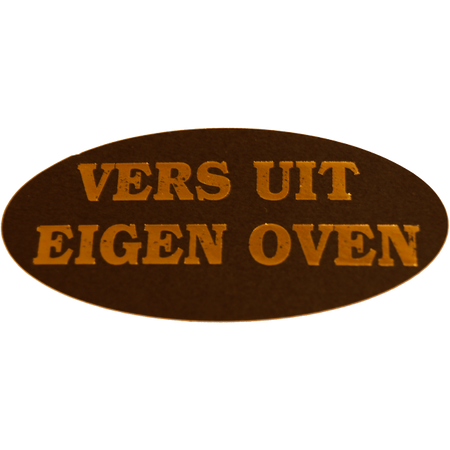 Klika - Etikett | Werbeetikett | Papier | Frisch aus unserem eigenen Ofen | dauerhaft | 60x30mm | schwarz/gold | Rolle mit 500 Stück