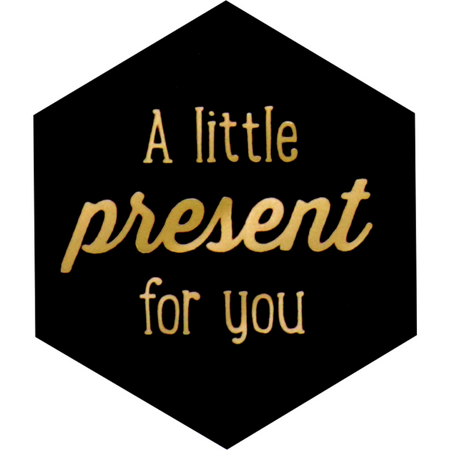 Klika - Etikett | Papier | Kleines Geschenk für Dich | 50x43mm | schwarz/gold | Rolle mit 500 Stück