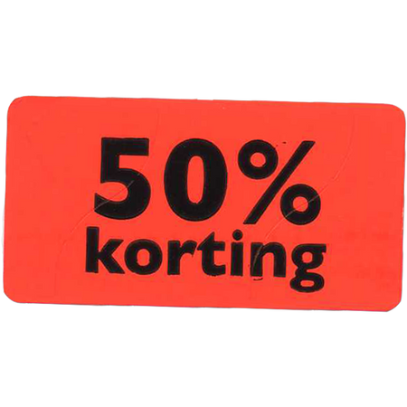 Klika - Etikett | Werbeetikett | Papier | 50 % Rabatt | dauerhaft | 47x25mm | fluoreszierend/rot | Rolle mit 1000 Stück