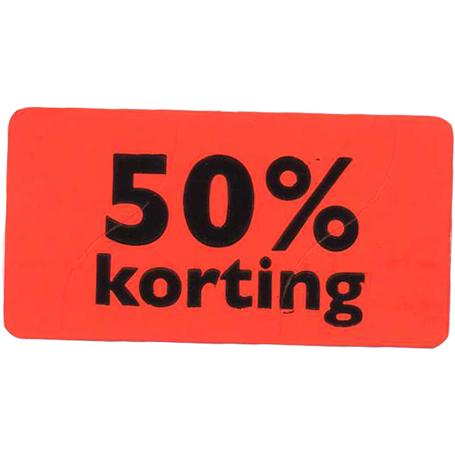 Klika - Etikett | Werbeetikett | Papier | 50 % Rabatt | dauerhaft | 47x25mm | fluoreszierend/rot | Rolle mit 1000 Stück