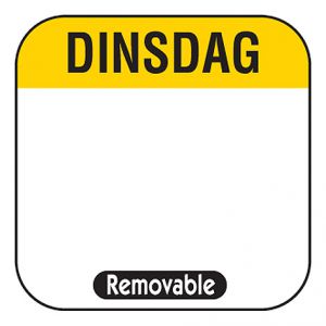 Beschreibbare Größe des Tagesetiketts. 25x25mm 1000 Stück Etikett TUESDAY