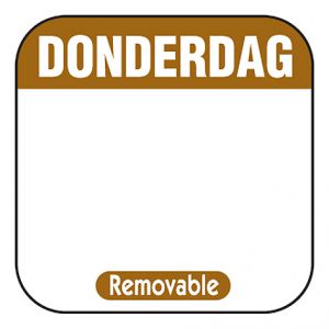 Timmers – Tagesetikett in beschreibbarer Größe. 25x25mm 500 Stück Etikett DONNERSTAG