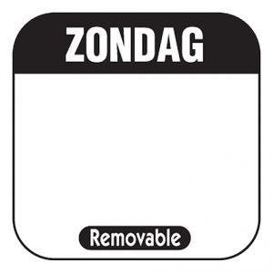 SONNTAG – Tagesetikett in beschreibbarer Größe. 25x25mm 1000 Stück Etikett