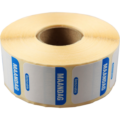 Klika - Etikett | Tagesetikett Mo | Papier | beschreibbar | 25x25mm | blau | Rolle mit 1000 Stück