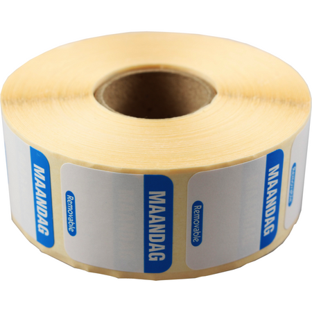 Klika - Etikett | Tagesetikett Mo | Papier | beschreibbar | 25x25mm | blau | Rolle mit 1000 Stück