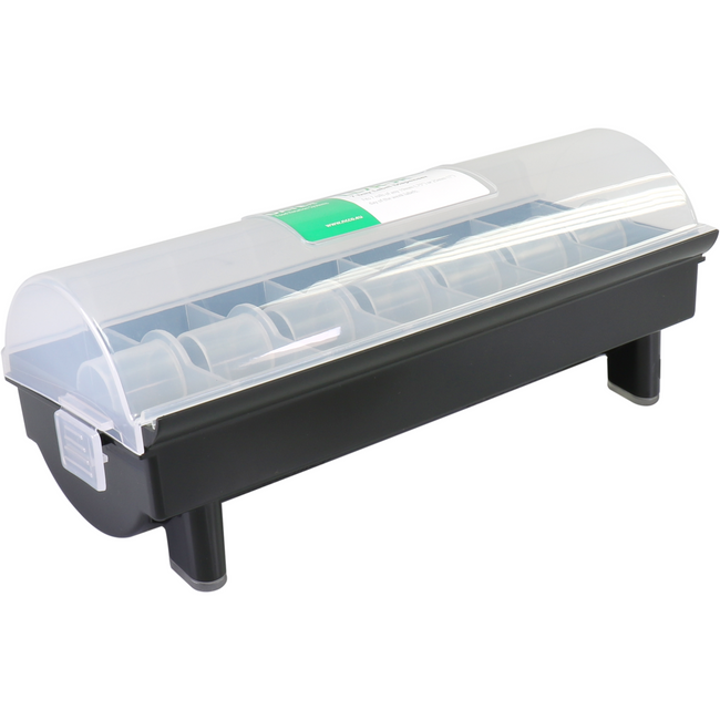 Klika -  Labeldispenser | excl. 7 rollen ma/zo | 9.5x10x zwart/transparant