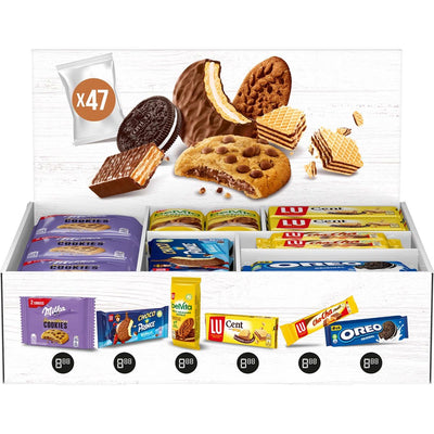 Milka - Kekssortiment von , Oreo und Lu, Schachtel mit 47 Stück, Mix