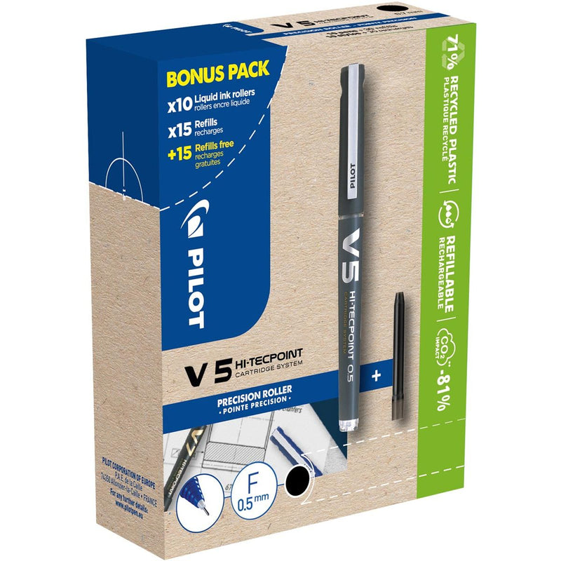 Pilot - Hi-Tecpoint V5, 10 Rollen + 30 Minen, fein, schwarz
