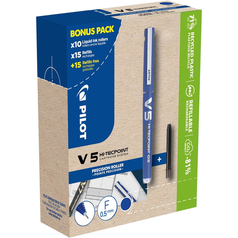 Pilot - Hi-Tecpoint V5, 10 Rollen + 30 Minen, fein, blau