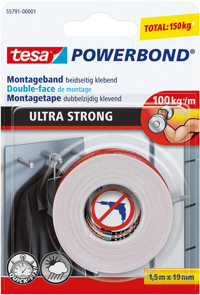 Tesa - Montagee ® Powerbond Ultrastarkes doppelseitiges 5mx19mm Weiß