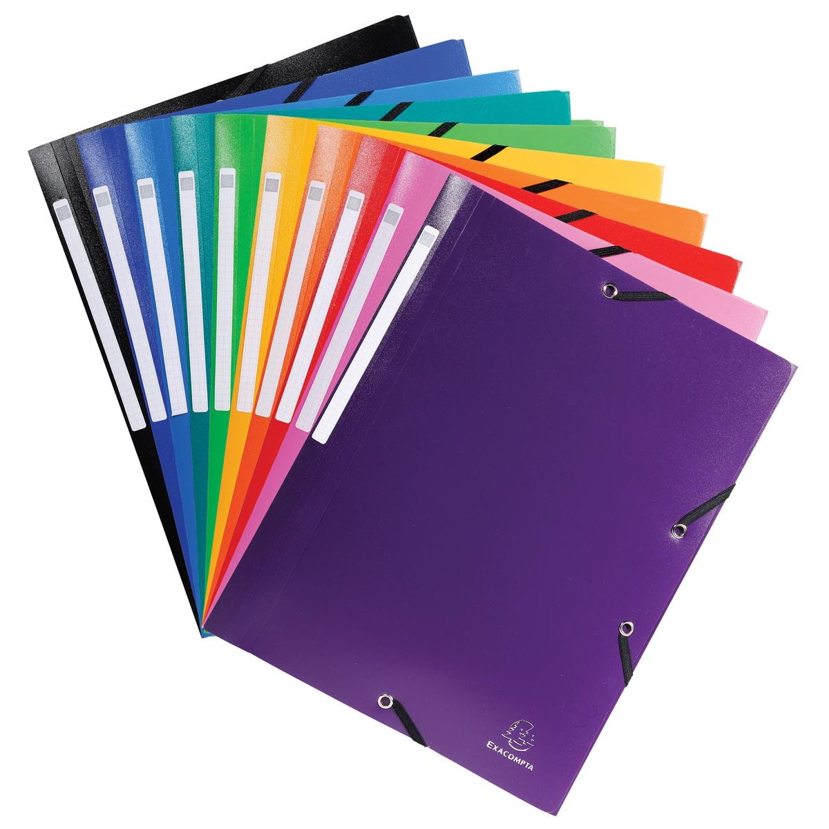 Exacompta - Elasto-Ordner 10 verschiedene Farben: Schwarz, Dunkelblau, Hellblau, Türkis, Grün, Gelb, o...