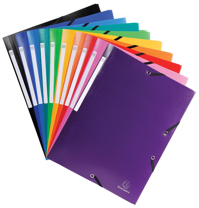 Exacompta - Elasto-Ordner 10 verschiedene Farben: Schwarz, Dunkelblau, Hellblau, Türkis, Grün, Gelb, o...