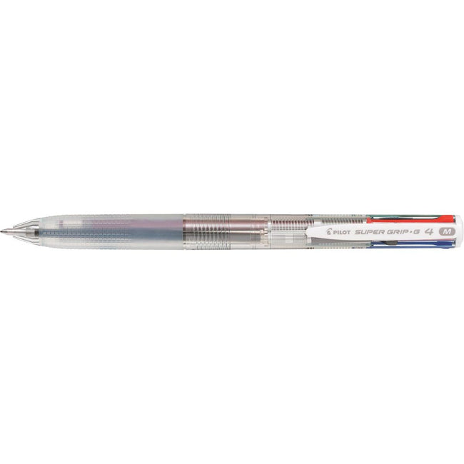 Pilot -  Super Grip G-4 4-kleurenbalpen, medium, klassieke inktkleuren, transparant lichaam