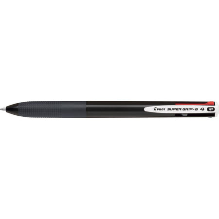 Pilot -  Super Grip G-4 4-kleurenbalpen, medium, klassieke inktkleuren, zwart lichaam