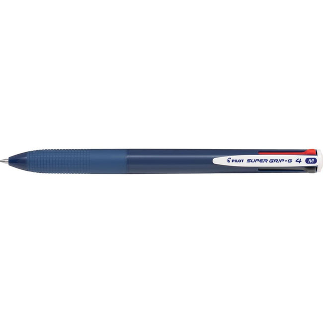 Pilot -  Super Grip G-4 4-kleurenbalpen, medium, klassieke inktkleuren, blauw lichaam