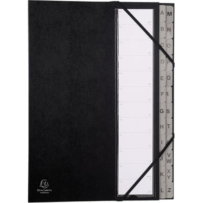 Exacompta - Sortiermappe Ordonator mit Hardcover, ausziehbarem Rücken, 24 Fächer A bis Z, schwarz