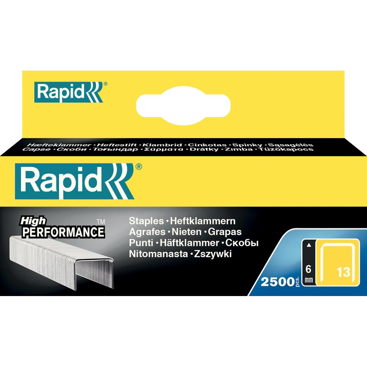 Rapid - Heftklammern 13/6, verzinkt, Karton mit 2.500 Heftklammern