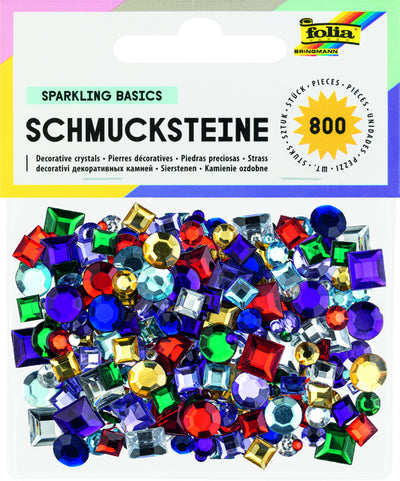 Folia Paper - Glitzersteine ​​Folia 800 Stück verschiedene Farben und Größen | 10 Stück