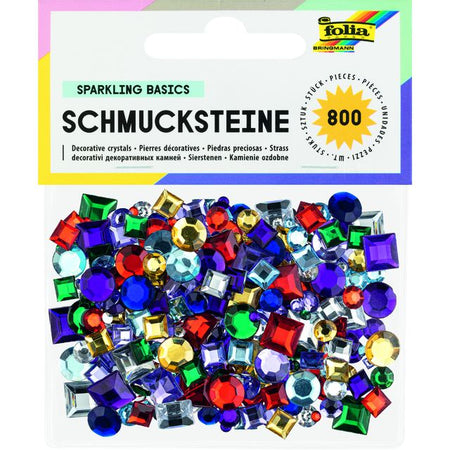 Folia - Glitzersteine ​​800 Stück, verschiedene Farben und Größen