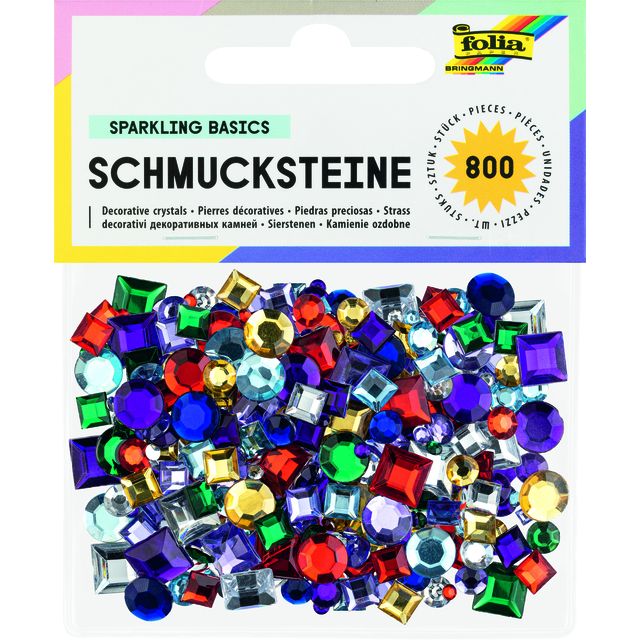 Folia - Glitzersteine ​​800 Stück, verschiedene Farben und Größen