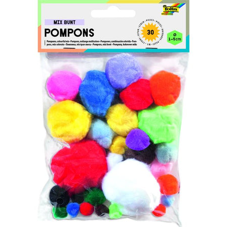 Folia Paper - Pompon Folia 30 Stück, verschiedene Farben und Größen, 30 Stück