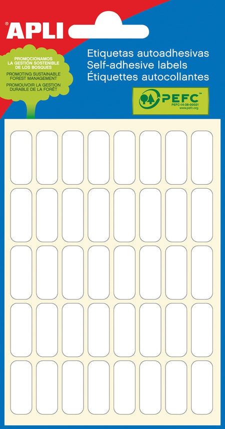 Apli – Weiße Etiketten, 8 x 20 mm (B x H), 240 Stück, 40 pro Blatt (2668)