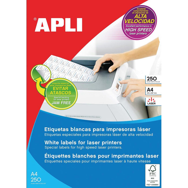 Apli – weiße Etiketten ft 70 x 35 mm (B x H), 6.000 Stück, 24 pro Blatt (2519)