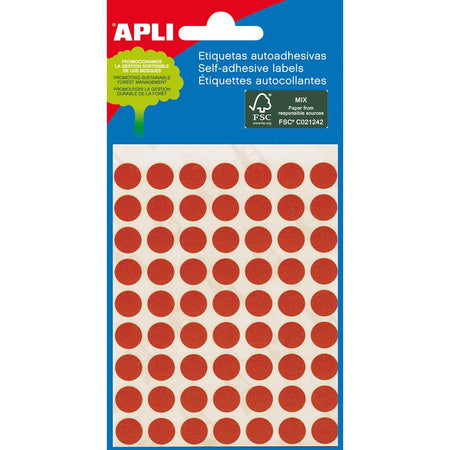 Apli - runde Etiketten im Etui Durchmesser 8 mm, rot, 288 Stück, 96 pro Blatt (2046)