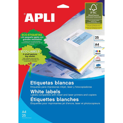 Apli – Etiketten ft 210 x 297 mm (B x H), rechtwinklig, 25 Stück, 1 pro Blatt (1215)