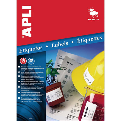 Apli – Wetterfeste Etiketten, 64,6 x 33,8 mm (B x H), 480 Stück, 24 pro Blatt, Karton mit 20 Blatt